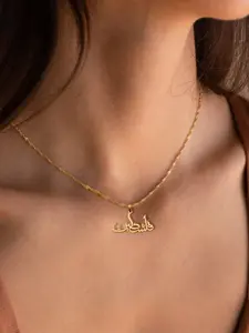 Stainless Steel Palestine Pendant Necklace, Unisex Middle Eastern Jewelry, Arabic Letter Design, Casual Fashion Accessory