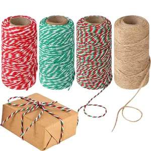4 Rolls Christmas Twine Packing String Christmas Xmas Twine Rope Ribbon Cord for Baking, Butchers, DIY Crafts Wrapping Ornaments Hanging 600 ft Long Twine Craft Twine Rope Wrapping, Gardening, Decorating