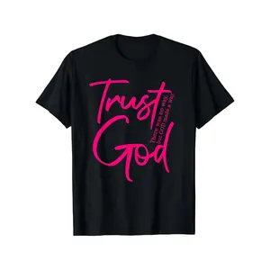 Men's Trust God Verse T-Shirt - Psalm 23:1 Inspired Design, Black & Hot Pink Faith Apparel, 100% Cotton Fit Casual Tee, S-XXXL Sizes for Church, Casual Attire & Religious Events