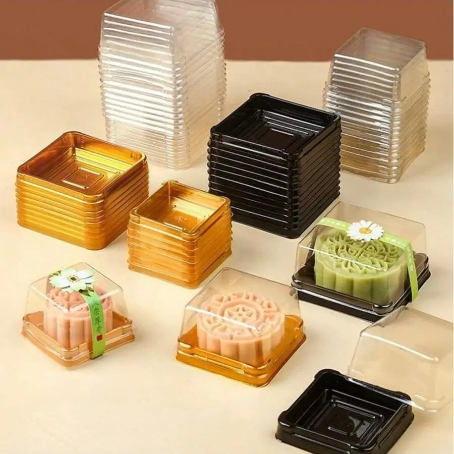 Baking packaging includes 50 baking products, including golden black egg yolk pastry packaging boxes, square plastic blister boxes, and mooncakes, suitable for family gatherings, Baking Supplies Kit, Home Baking Supplies