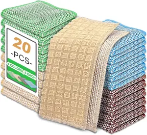 20 count Multipurpose Wire Dishwashing Rags, Upgraded 2-Layer Non-Scratch Metal Wire Dish Cloths for Wet/Dry Use,  for Kitchen & Cookware, Sinks Utensils Stovetops, Multicolor, 7.87"x7.87"