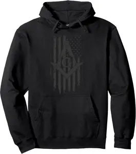 Mens Masonic American Flag Square and Compass - Freemason Pullover Hoodie