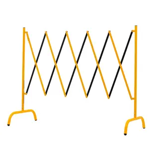 Easily Assembled Expandable Metal Barricade, Portable Safety Barrier with Casters, Flexible Fence Mobile Barrier Gate, Adjustable Traffic Fence, 8.2 Feet, Yellow and Black