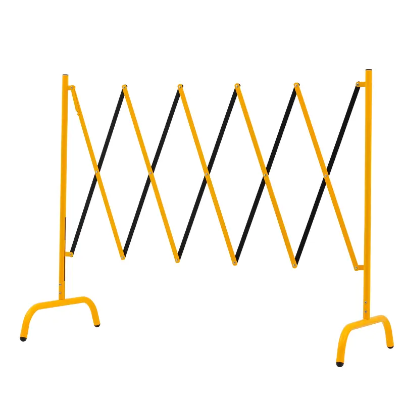 Easily Assembled Expandable Metal Barricade, Portable Safety Barrier with Casters, Flexible Fence Mobile Barrier Gate, Adjustable Traffic Fence, 8.2 Feet, Yellow and Black