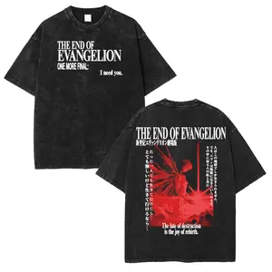 Neon Genesis Evangelion Washed Heavy Cotton T-Shirt |   Unisex Anime Manga Tee and Evangelion Fans Fabric Menswear Top Tshirt Clothing Collar Seamless Oversized Streetwear Hoodie Kangaroo white soulja boy outfit 67 star labs christian gorlock destroyer