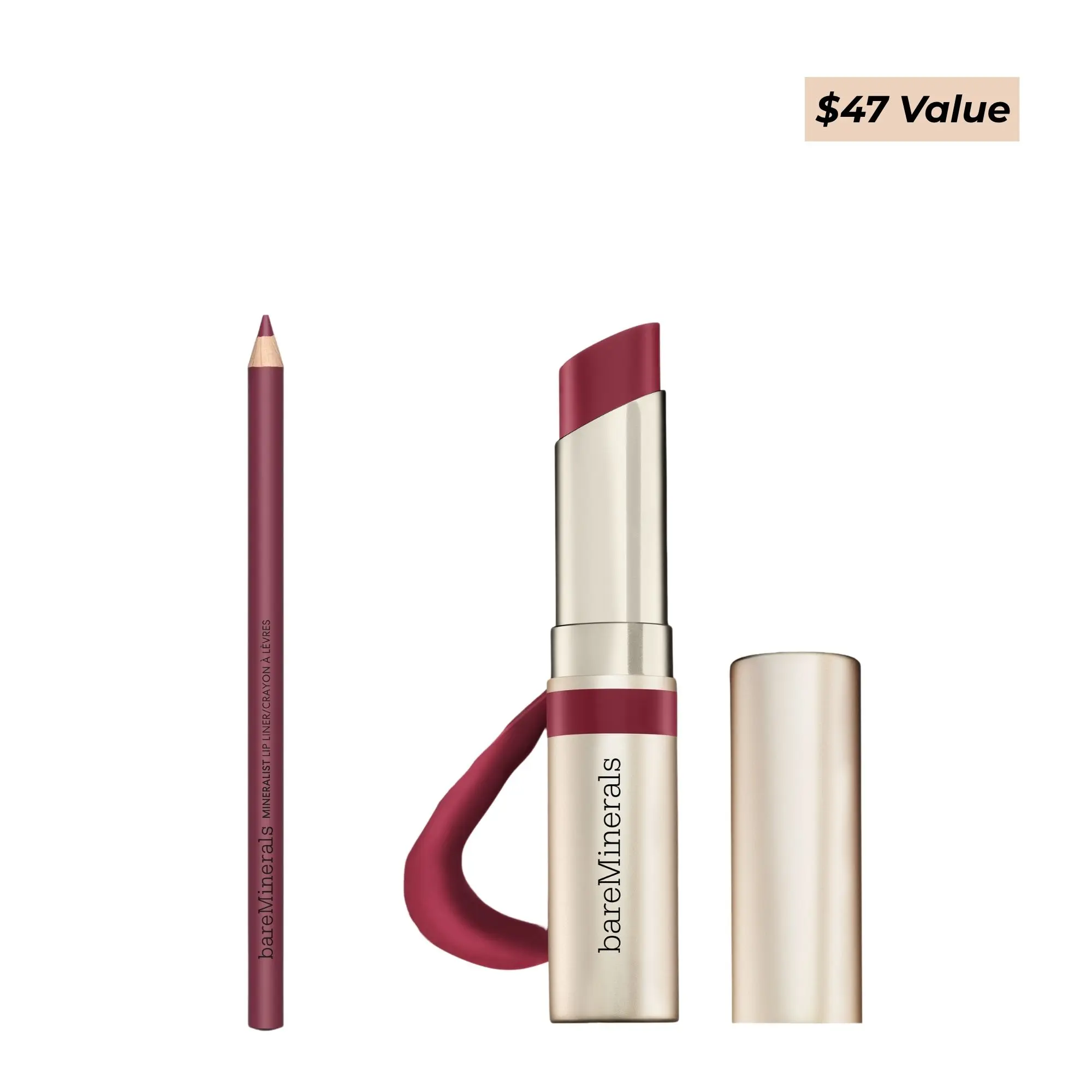 bareMinerals Dewy Lip Gloss Balm & MINERALIST Lasting Lip Liner Bundle - 24HR Hydration, Smooth Finish, Vegan Lip-Balm bareMinerals Dewy Lip Gloss Balm & MINERALIST Lasting Lip Liner Bundle - 24HR Hydration, Smooth Finish, Vegan Lip-Balm