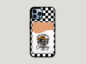 The Lonely Cowboy Checkered PhoneCase With Card Wallet