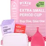 Pixie Soft Menstrual Cup - Ranked 1 for Most Comfortable Reusable Period Cup - Buy One We Give One - Includes Ebook Guide, Cleaning Wipes, Lube, & Storage Bag - Tampon and Pad Alternative (Extra Small, Pink)