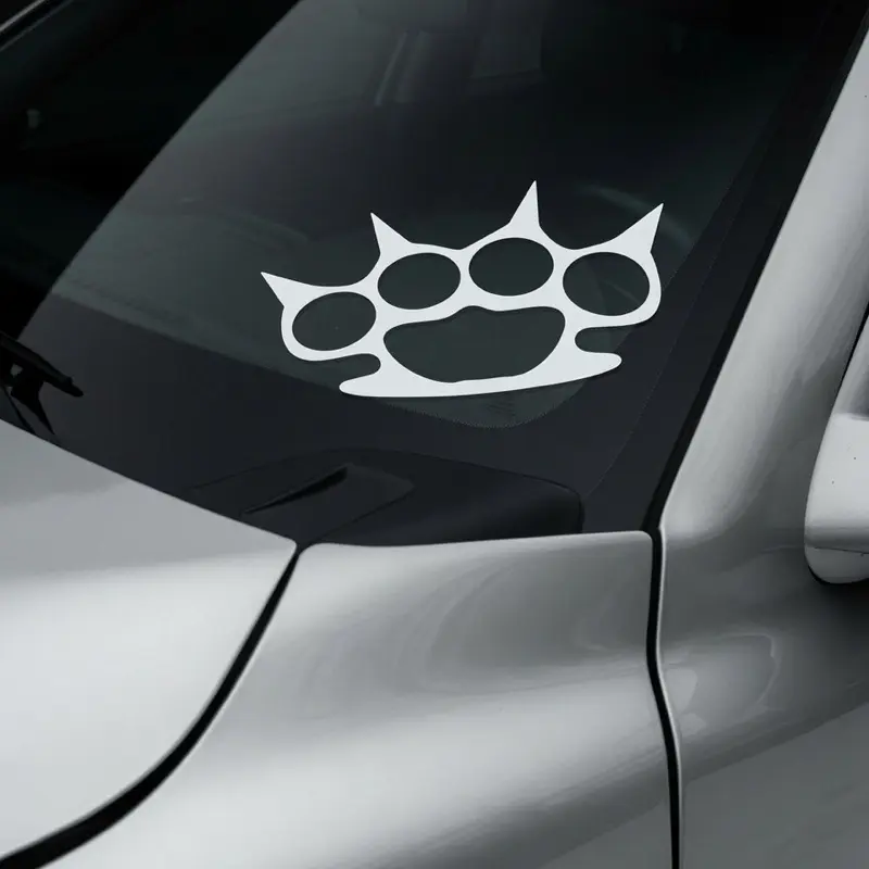 Brass Knuckles Decal - 2-pack -  Easy to Apply - Perfect for Cars Trucks SUVs or Offices - Vehicle Exterior Decoration, High Outdoor Resistance