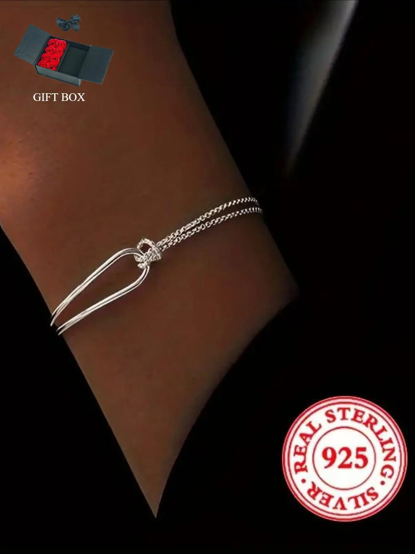 S925 Sterling Silver Geometric Design Link Bracelet, 2024 New Style Knot Splicing Hand Jewelry, Modern Style Durable Construction Matching Bracelet, G