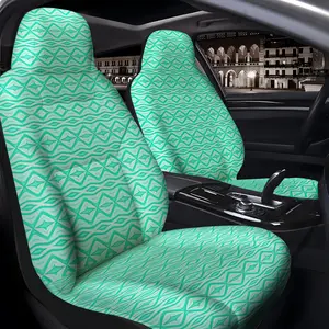 2-piece mint green geometric pattern car seat covers, suitable for front seats, easy to install and clean, comfortable and breathable, fits cars, SUVs, trucks, and sedans. Car seat covers, truck seat covers, Car Seat Protector