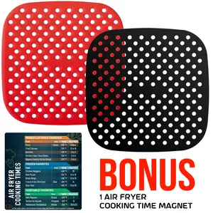 Aricomp Reusable Air Fryer Liner, 7.5 inch Square , Silicone  Mats with Bonus Magnetic Cheat Sheet