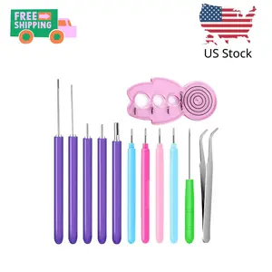 12 Pack Paper Quilling Tools Slotted Kit, Different Sizes Rolling Curling Quilling Needle Pen Paper