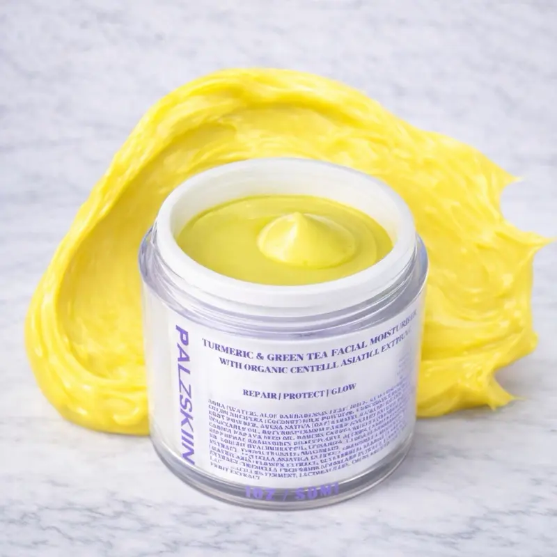 PALZSKIIN TURMERIC & GREEN TEA FACIAL Moisturizer Extract 1oz - Non-Comedogenic, Gentle Skin Repair Daily Moisture