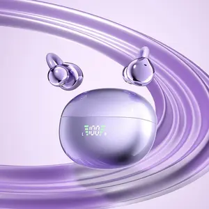 Wireless Ear Clip Earphone, Open-ear Design Earphone with Charging Case, Low Latency HD Call Earbuds for Small Ears & Glasses Wearers, Audio