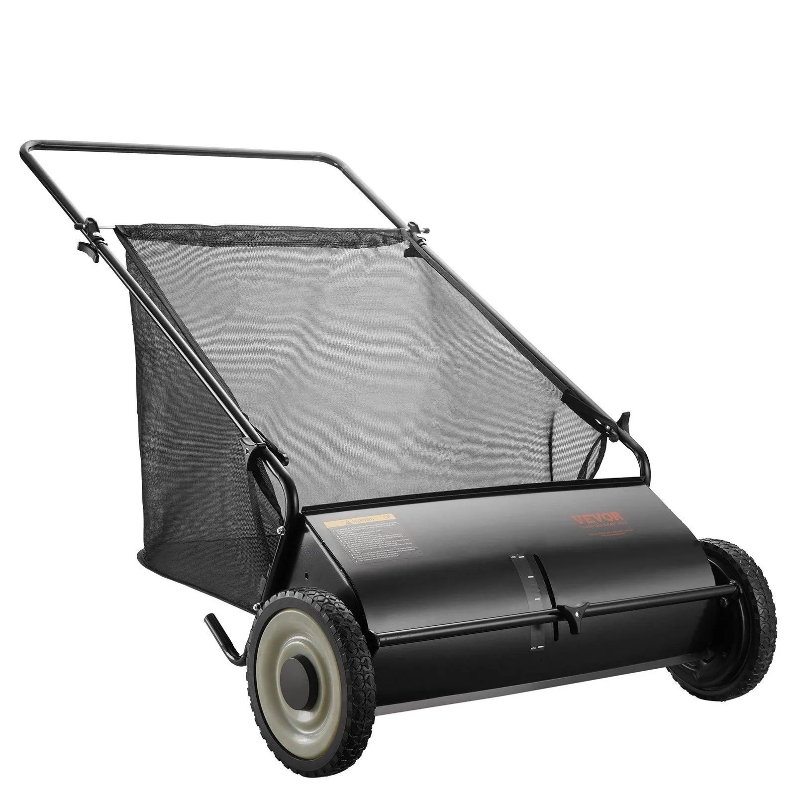 【summerfinds】VEVOR Push Lawn Sweeper, Leaf & Grass Collector, Strong Plastic Wheels & Heavy Duty Thickened Steel Durable to Use with Large Capacity 3.5 cu. ft. Mesh Collection Hopper Bag