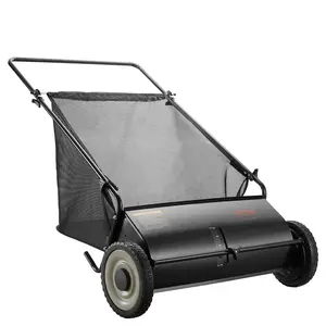 VEVOR Push Lawn Sweeper, TikTokShopBlackFriday, 26 Inch Leaf & Grass Collector, Strong Rubber Wheels & Heavy Duty Thickened Steel Durable to Use with Large Capacity 7 ft³ Mesh Collection Bag, 4 Spinning Brushes