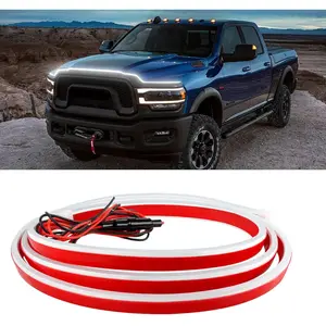 71-in Car LED Hood Light Strip, 12V Universal Flexible Waterproof Daytime Running Decorative Light with Dynamic Scan-up Under Hood Fit for Ford, Chevy Silverado, Dodge Ram, Car Decorative Light