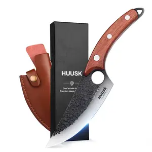 Huusk Viking Knives Hand Forged Boning Knife Full Tang Japanese Chef Knife with Sheath Butcher Meat Cleaver BlackFriday Gift