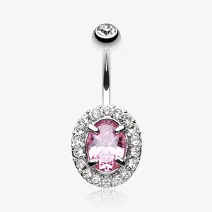 Grand Sparkle Prong Gem Belly Button Ring