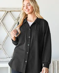 Black Shacket w/ Felt Collar