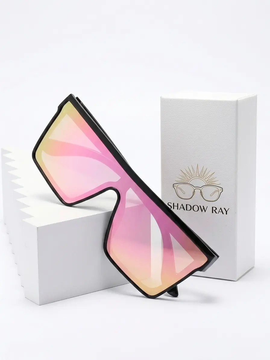 Oversized Shield Sunglasses for Women & Men | Black Wrap Around UV400 Fashion Shades over  es tech sung less uv 400 inteligente cheap cool pc women- classic sun  practical yellow tint futuristic unisex double driving photo glasses shop wind proof eclipse