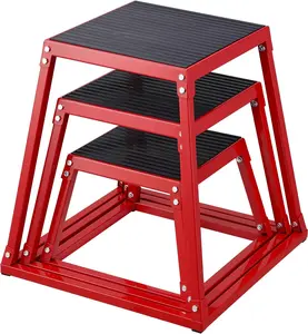 Jump Boxes, Heavy-Duty Steel Plyometric Jump Box for Home Gym, Step up Box for Workout with Rubber Pad Plyo Jumping Box Platform Conditioning Strength Training with Sizes 12", 18", 24", 30"