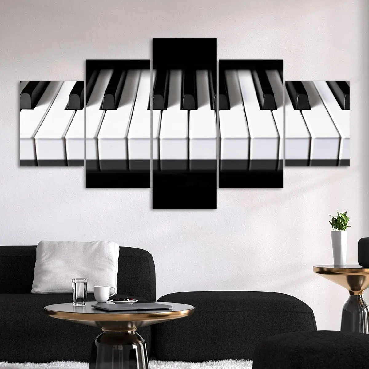 Piano Key Pattern Wall Art, 5 Counts Unframed Canvas Posters, Fashion Home Poster, Modern Home Decoration, Perfect Living Room Decor, Bedroom, Office, Corridor, Home Decoration, Ornaments