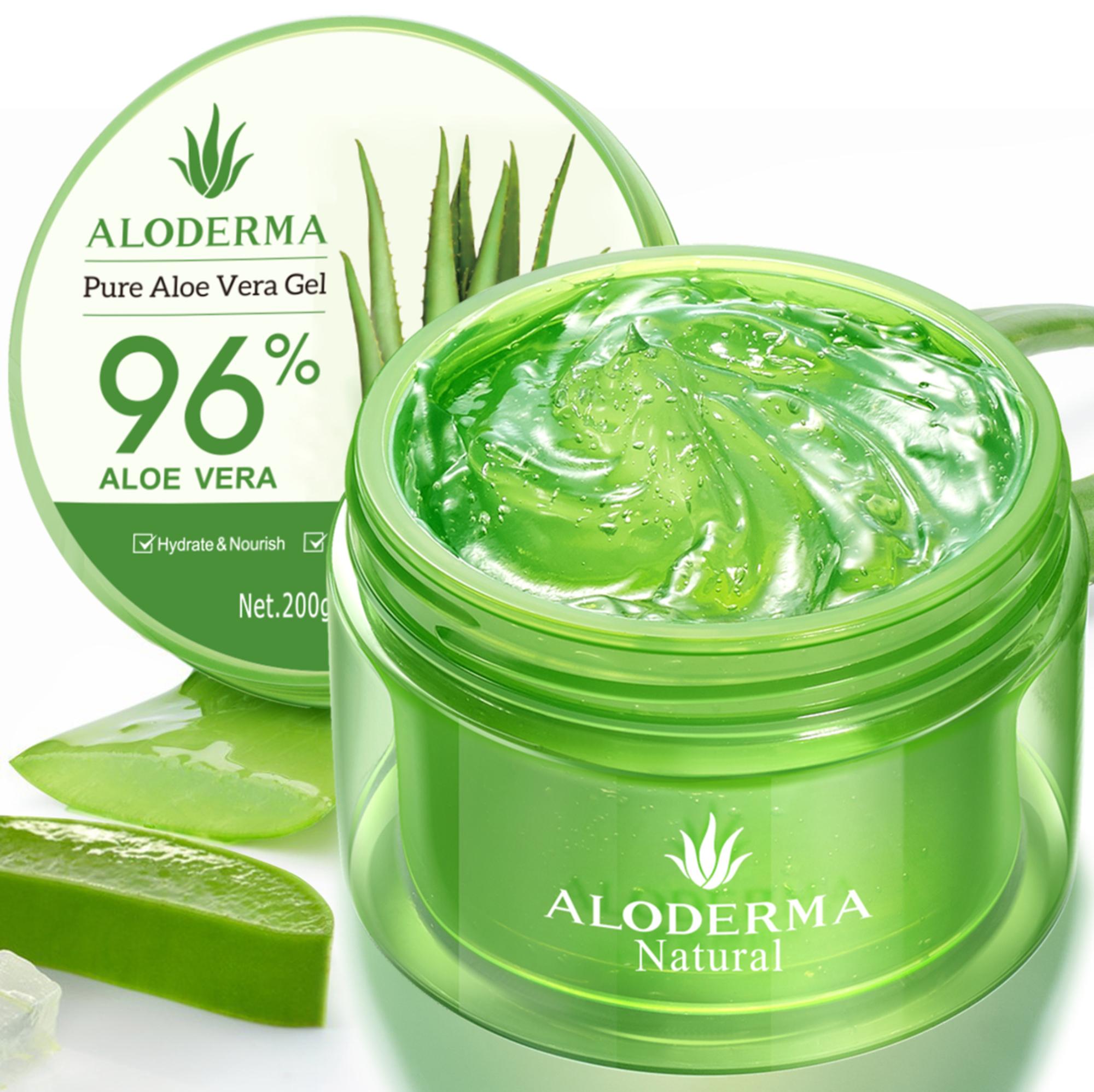 ALODERMA Pure Organic Aloe Vera Gel Made within 12 Hours of Harvest for Face, Body, Scalp, & Hair - Soothing Hydrating A