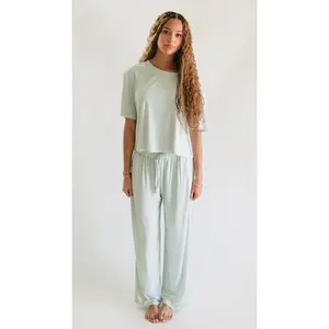 Women's T-Shirt and Pants Set in Meadow Bloom Pin Stripe