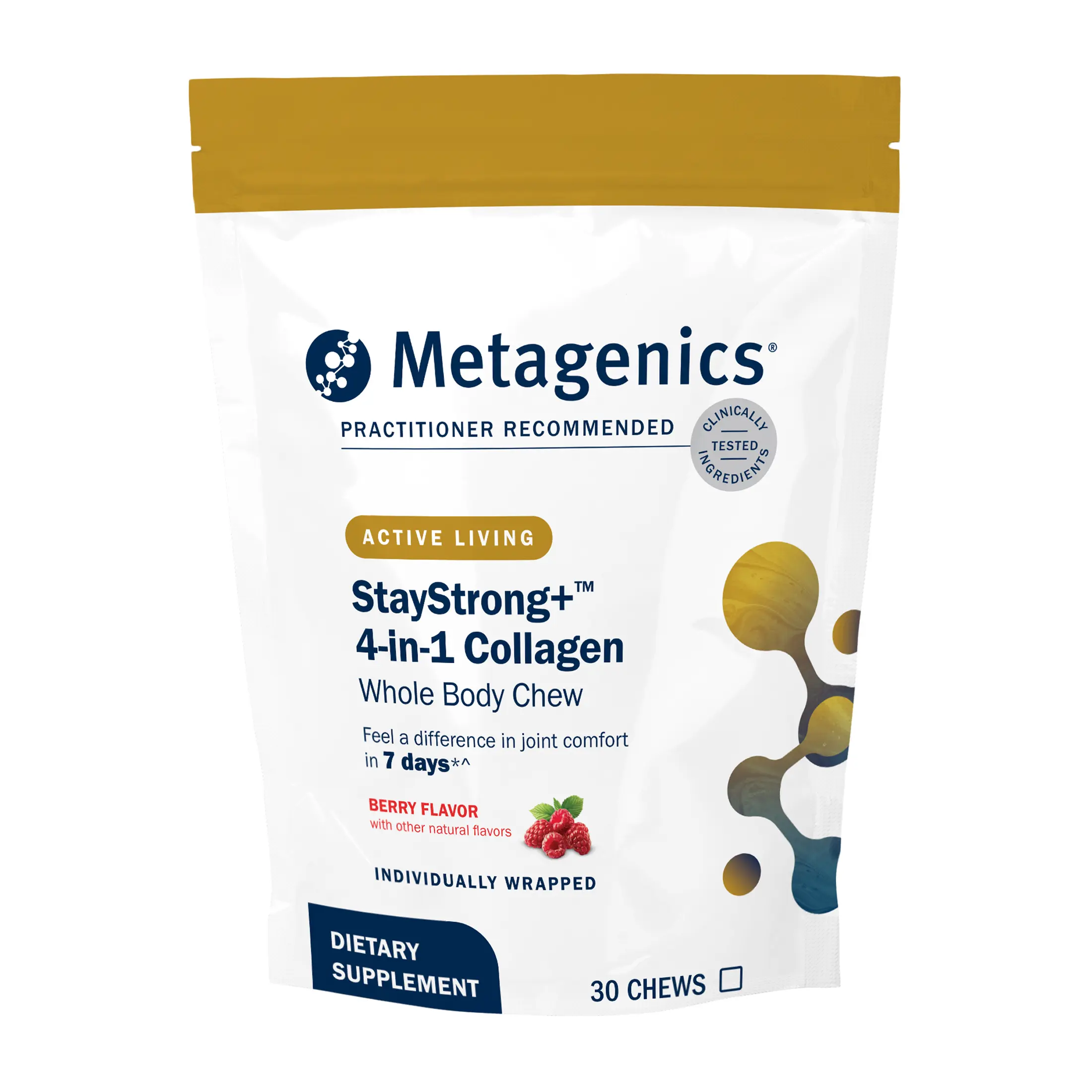 Metagenics StayStrong+ 4-in-1 Collagen Whole Body Chew - Berry Flavor - 30 Count