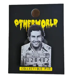 Pablo Escobar Soft Enamel Pin Premium Gloss Finish Durable Customizable Options for Hats Backpacks and More High-Quality Material 1 to 1.5 Size Single or Double Back Pieces