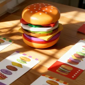 Multi-Layer Burger Stack Toy Set for Kids Aged 3+, Includes over 40 High-Quality Components, Realistic Food Accessories, Parent-Child Interaction Game, Play Kitchen Accessories