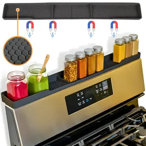 TEO Magnetic Stove Top Shelf - Silicone 30" Over the Stove Spice Rack, Heat Resistant, No Hassle Installation, Dishwasher Safe, Spiceholder Organiser