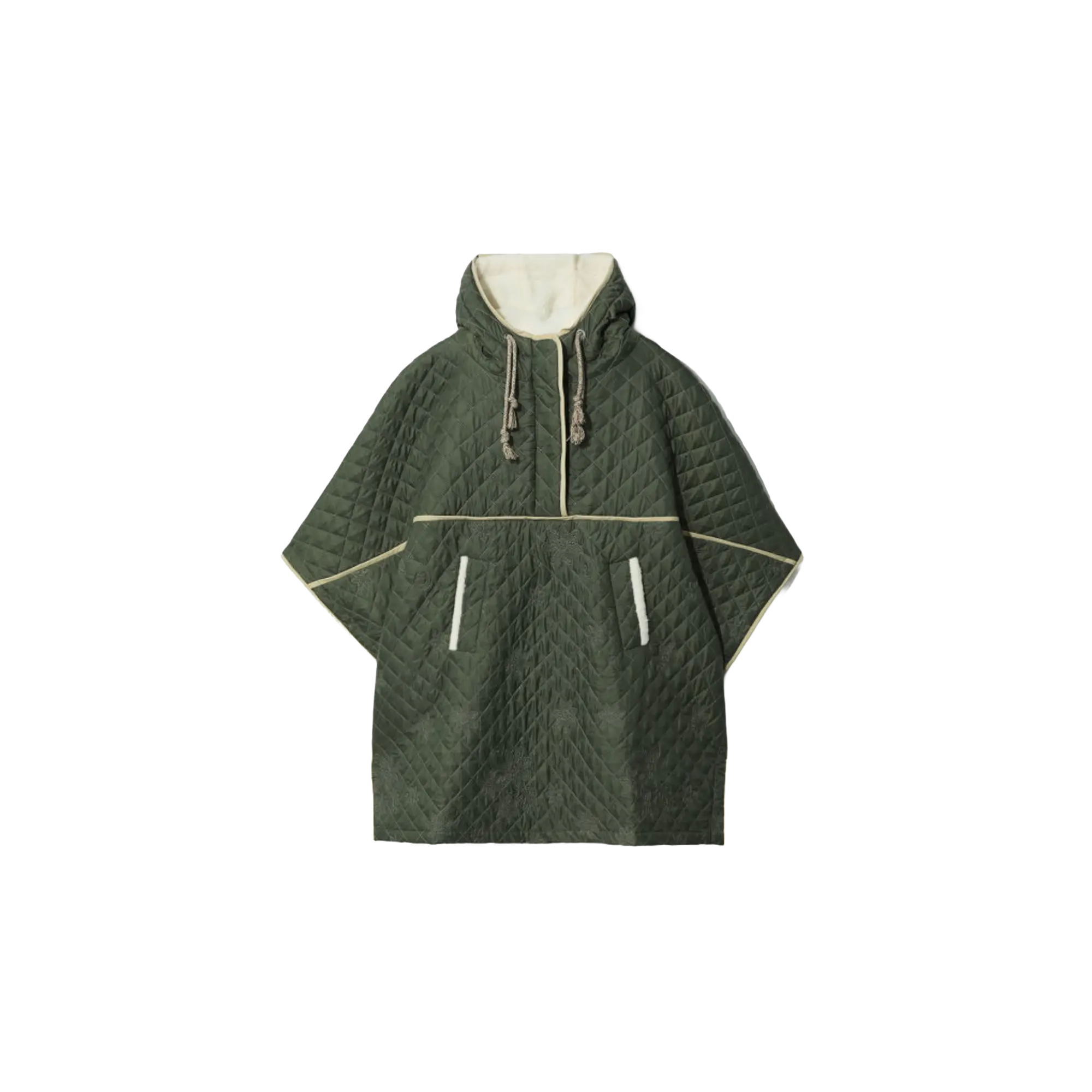 BAPY® Color Blocked Trim Quilted Hooded Jacket WMNS "Dark Khaki" BPYOCOC7198XHKHX