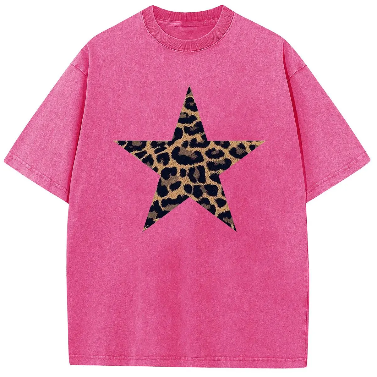 Holafish Acid Washed Shirts Five-Pointed Star Oversized Half Short Sleeves Casual Printed Graphic Tee Summer Comfortable Cotton Plus Size - Womenswear