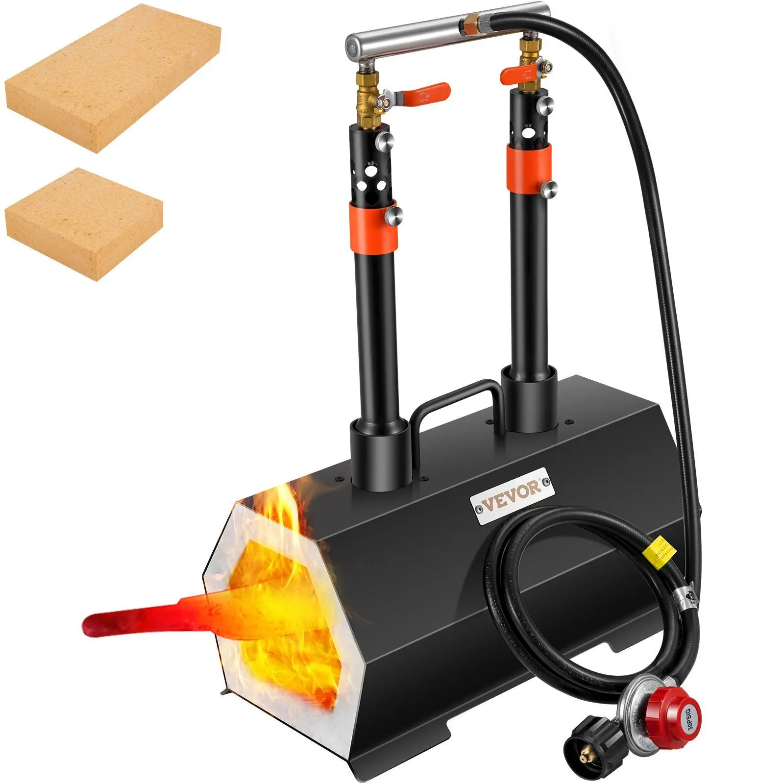 【Backtoschool】VEVOR Propane Forge Portable, Double Burner Tool and Knife Making, Large Capacity Blacksmith Farrier Forges, Mini Furnace Blacksmithing, Gas Forging Tools and Equipment, Complete Kit Kitchen Utensils