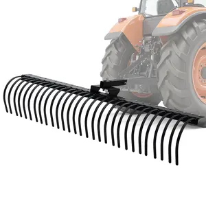 VanAcc Tow Behind Landscape Rake Extension Kit/ Behind Landscape Rake for Tractor, Tow Dethatcher Rake with Steel Coil Tines and Receiver, Fit for Field, Pasture, Yard Cleanup