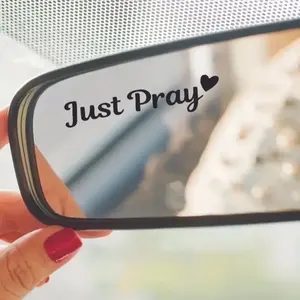 2pcs Just Pray Car Mirror Decal, Cute Vinyl Decal, Religious Car Accessories, Car Visor Sticker Stylish Car Merch