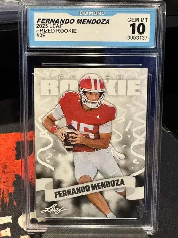 2025 Leaf Prized Rookie #38 Football Card Fernando Mendoza Graded GEM MINT 10