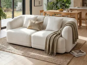 80.3'' Cloud Sectional Couches for Living Room, Modern Loveseat with Curved Arms, Boneless Couch with Pillows, Modular Couch with Low Back and Deep Seat, Chenille Comfy Sofa Couches for Living Room