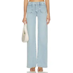 FRAME Le Slim Palazzo Modernist Pocket Long Jeans in Tribute