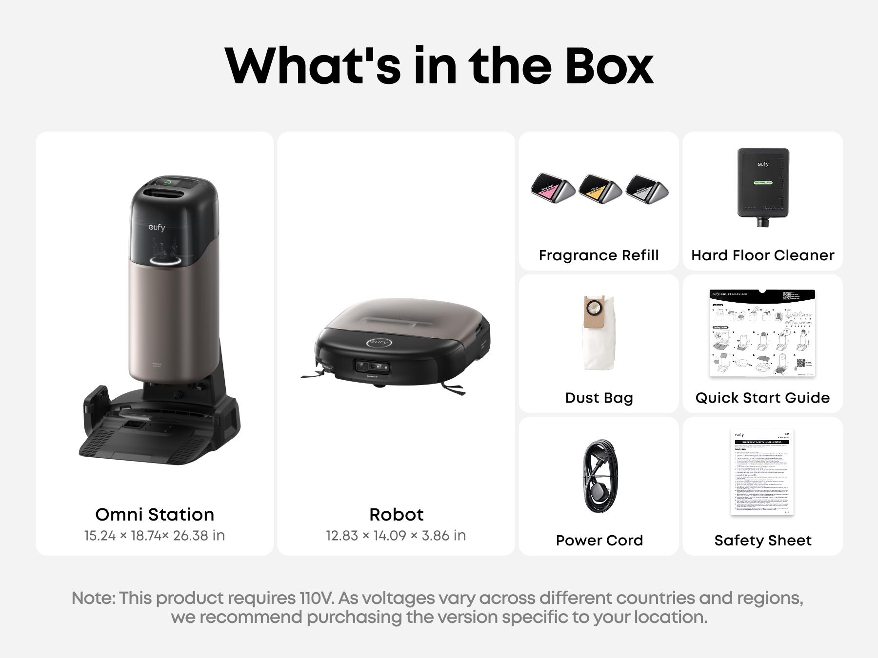NEW eufy S2 Robot Vacuum Omni and Mop Combo, 30,000 Pa AeroTurbo 2.0 Long-Lasting Suction, HydroJet  2.0 Self‑Cleaning Roller Mop, CleanMind AI Navigation, Fragrance Diffuser, All‑in‑One Station