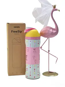 Owala small floral pattern 24-ounce stainless steel water bottle - Made of stainless steel. Equipped with a straw, suitable for sports, outdoor activities, travel and student sports water bottles.