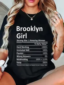 100% Cotton BROOKLYN GIRL NY NEW YORK Funny City Home Roots USA Gift T-Shirt