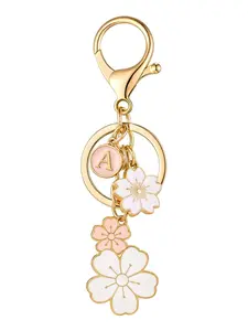 Stylish Initial Keychain, Dripping Flower Charm, Elegant Letter Key Ring for Women & Students, Perfect Accessory for Handbags & Backpacks, Trendy Cute Keychain