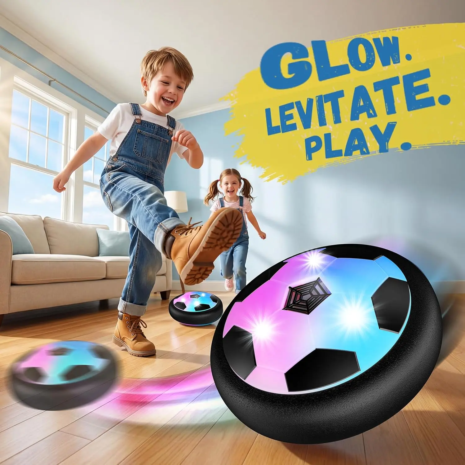 Electric Hover Soccer Ball, High‑Tech Indoor Sports Toy, Parent‑Child Two‑Player Interactive Game for Kids, for Boys Girls Kindergarten
