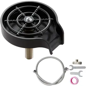 VEVOR Glass Rinser,  10 Powerful Spraying Jets 360° Rotating Cup Rinser for Sink, Wearproof ABS Kitchen Sink Faucet Cup Washer & ABS Cup Holder for Baby Bottle, Glass Cup, Wine Glass (Black Base)