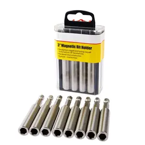 3 Inch Magnetic Bit Tip Holder - 8 Pieces in Interlocking Storage Box for Quick Dispensing, Professional Drywall & Construction Driver Bit Set