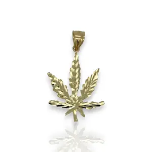 Marijuana "Weed" Pendant - 10k Yellow Gold